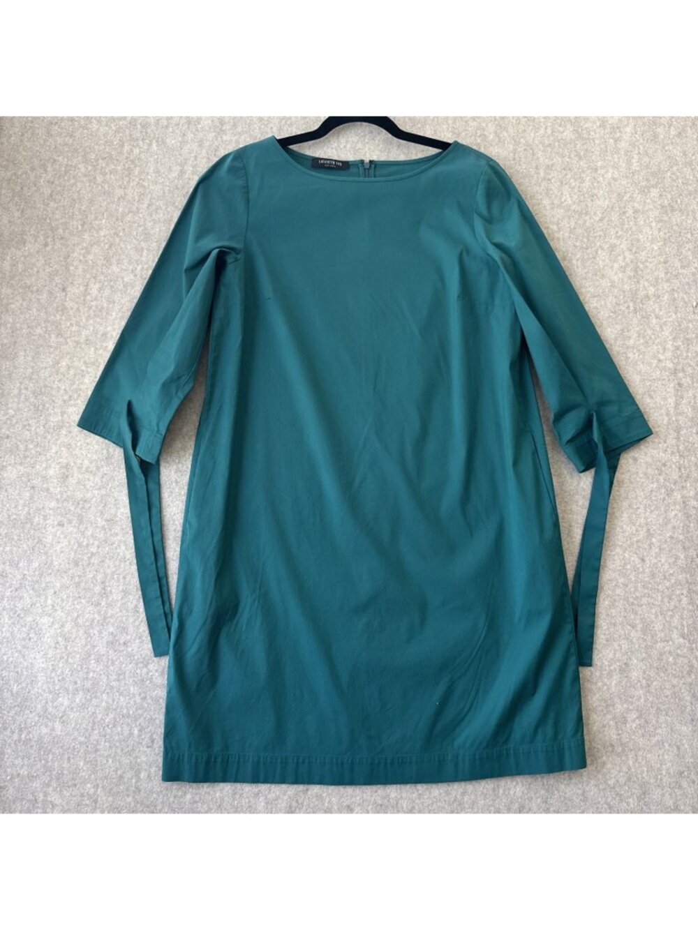 Lafayette 148 New York Shift Dress Womens M Teal 3/4 Sleeve Cotton Stretch